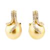 Image 1 : 0.41 ctw Diamond and Pearl Earrings - 14KT Yellow Gold