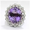 Image 5 : 12.15 ctw Amethyst and Diamond Ring - 14KT White Gold