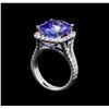 Image 4 : 14KT White Gold 6.81 ctw Tanzanite and Diamond Ring