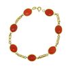 Image 1 : 18k Yellow Gold 7 Oval Bezel Set Matched RARE Red Coral Link Bracelet