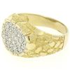 Image 5 : NEW Mens 14K Two Tone Gold Nugget Texture .60 ctw Oval Round Diamond Cluster Rin