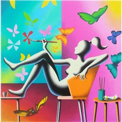 Mark Kostabi "Flight of Fantasy" Original Serigraph
