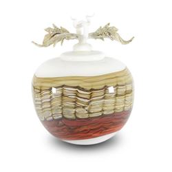 "Small Sage Covered Bowl" Hand Blown Glass Sculpture, Hand Signed by GartnerBlade Glass.