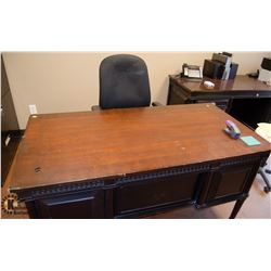 WOODEN OFFICE DESK W/ OFFICE CHAIR