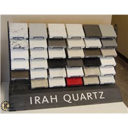 DISPLAY RACK W/ 35 ASSORTED 4"X4" GRANITE SAMPLES