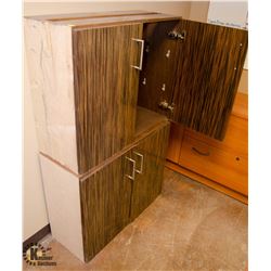 LOT OF 2 ZEBRA WOOD FINISH CABINETS
