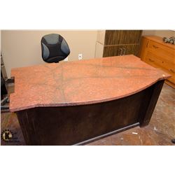 GRANITE TOP OFFICE DESK W/ OFFICE CHAIR & GRANITE