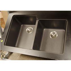 CARBON COATED 2 WELL UNDERMOUNT KITCHEN SINK