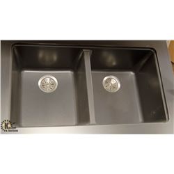 CARBON COATED 2 WELL UNDERMOUNT KITCHEN SINK