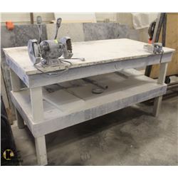 LOT OF 2 CUSTOM WORKTABLES W/ 4" BENCH VISE &