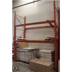 LOT OF 2 SECTIONS OF PALLET RACKING W/ 4 UPRIGHTS