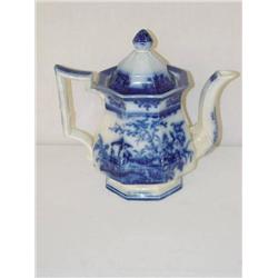 FLOW BLUE TEAPOT-AMOY PATTERN BY DAVENP
