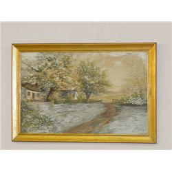 WATERCOLOR PAINTING OF SPRINGTIME LANDS