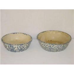 (2) BLUE SPONGEWARE BOWLS: (1) 7 1/4 &