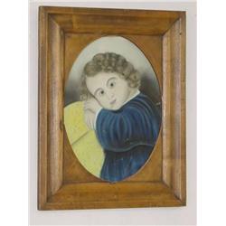 19TH CENT. OVAL PASTEL PORTRAIT OF A YO