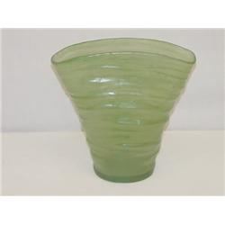 6 1/2 GREEN CONSOLIDATED GLASS FAN VAS