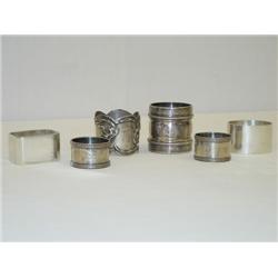 LOT (6) STERLING NAPKIN RINGS: (2) ENGL