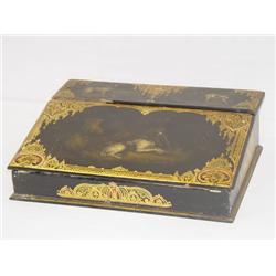 19TH CENT. PAPIER MACHE LAP DESK W/ HEA