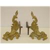 Image 1 : PR. 13 FRENCH BRASS FIREPLACE ANDIRONS