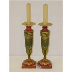 PR. 9 3/4 19TH CENT. PAINTED TIN CANDL