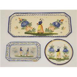3 PC. LOT QUIMPER: 6 1/2 PLATTER W/ PE