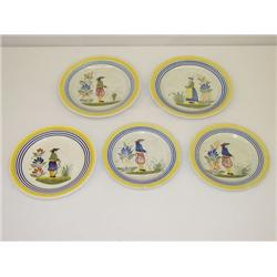 LOT (5) QUIMPER PLATES: (3) 9 PLATES &