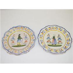 (2) 9 3/4 QUIMPER PLATES W/ SCALLOPED 