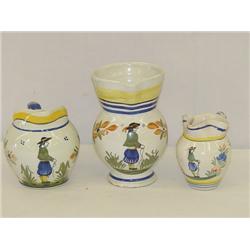 3 QUIMPER PITCHERS: 3 3/4 PITCHER W/ P