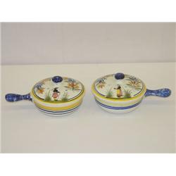 (2) QUIMPER COVERED ONION SOUPS W/ PEAS