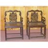 Image 1 : (2) CHINESE EXPORT CARVED TEAKWOOD ARM 