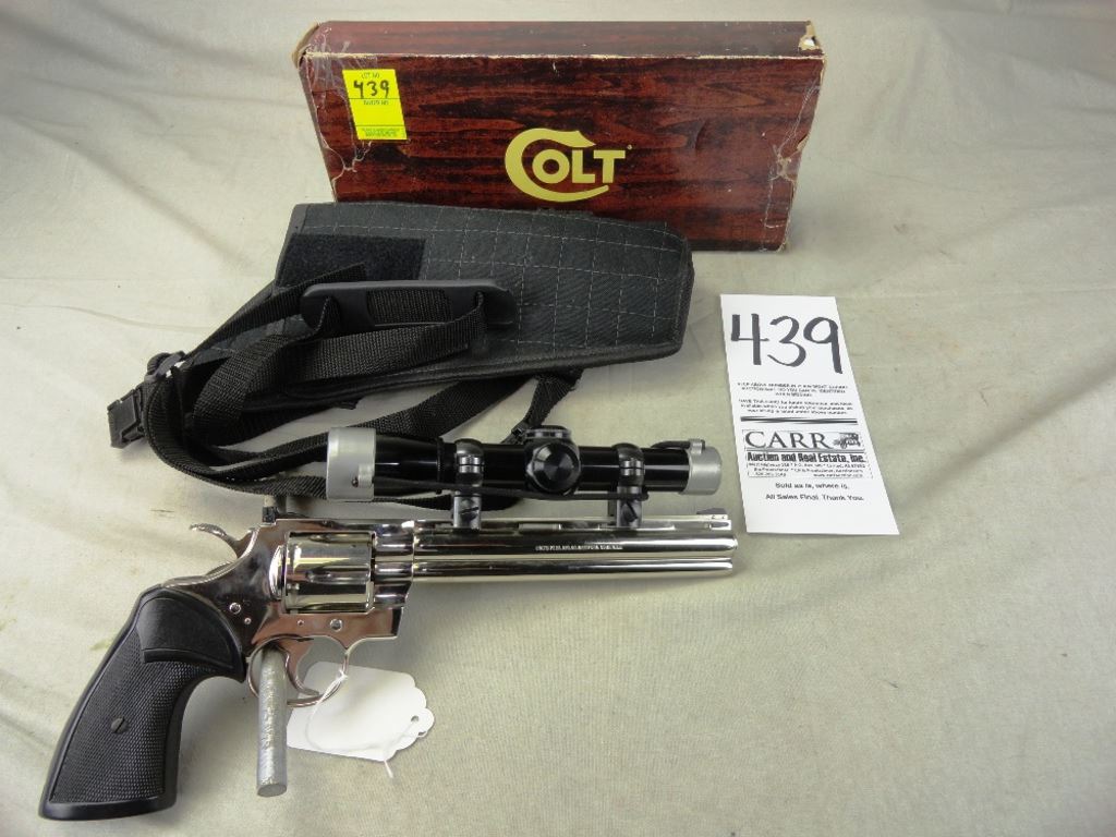 Colt Python 357, Nickel, 8 Bbl. w/Scope Holster w/Leupold Scope, SN ...