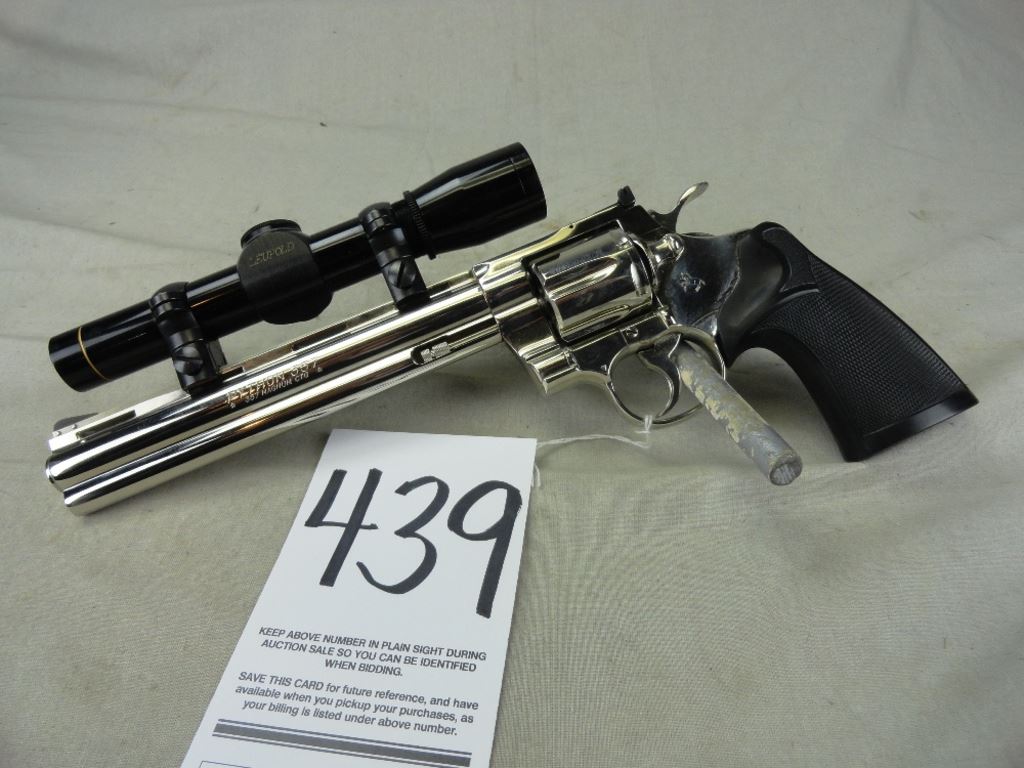 Colt Python 357, Nickel, 8 Bbl. w/Scope Holster w/Leupold Scope, SN ...