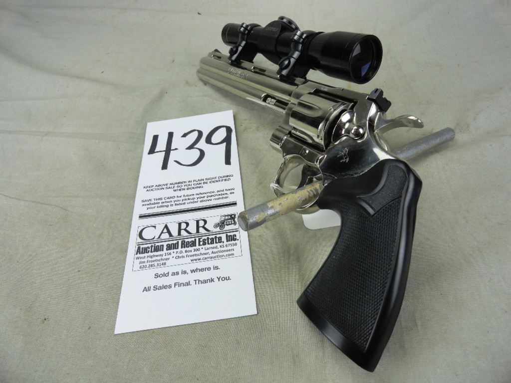 Colt Python 357, Nickel, 8 Bbl. w/Scope Holster w/Leupold Scope, SN ...