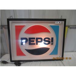 V2-Wood Framed Plastic Pepsi Light Up 28  x 35  Original Not Very Old