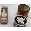 Image 2 : Three vintage items Sparkplug pillbox general electric tin