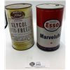 Image 1 : 2 Vintage oil cans ford antifreeze and esso marvelube