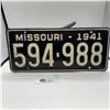 Image 1 : Hard to find 1941 Missouri license plate  good shape