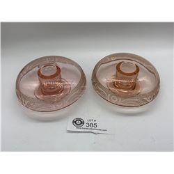 Very nic epair of 1930's depression glass candle holders