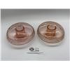 Image 1 : Very nic epair of 1930's depression glass candle holders