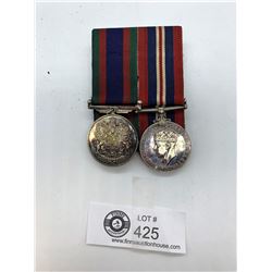 Pair of canadian silver WWII medals on board