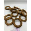 Image 2 : Twelve Matching Turn of the century 1900 wood curtain rings hard to find