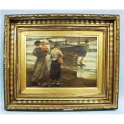 J. KELLER - "Women with fishing boat". 