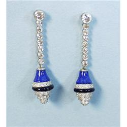 A pair of Art Deco design 18 kt. white 