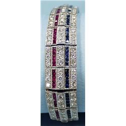 A platinum, diamond, sapphire and ruby 