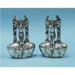 ART NOUVEAU - A pair of silver plated p