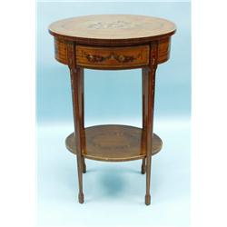 A Victorian hand painted satinwood two 