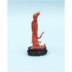 A finely carved antique Chinese coral f