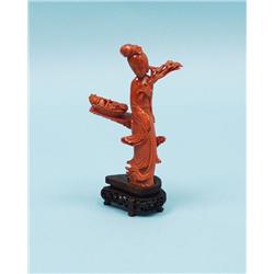 A finely carved antique Chinese coral f