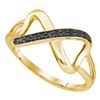 Image 1 : Round Black Color Enhanced Diamond Infinity Ring 1/10 Cttw 10kt Yellow Gold