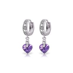Genuine 1.77 ctw Amethyst & Diamond Earrings 14KT White Gold - REF-35F2Z